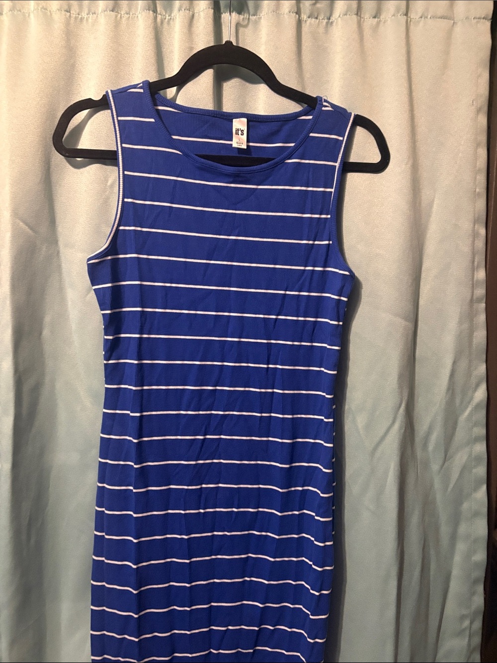 It's Our Time Royal Blue and White Striped Tank Dress